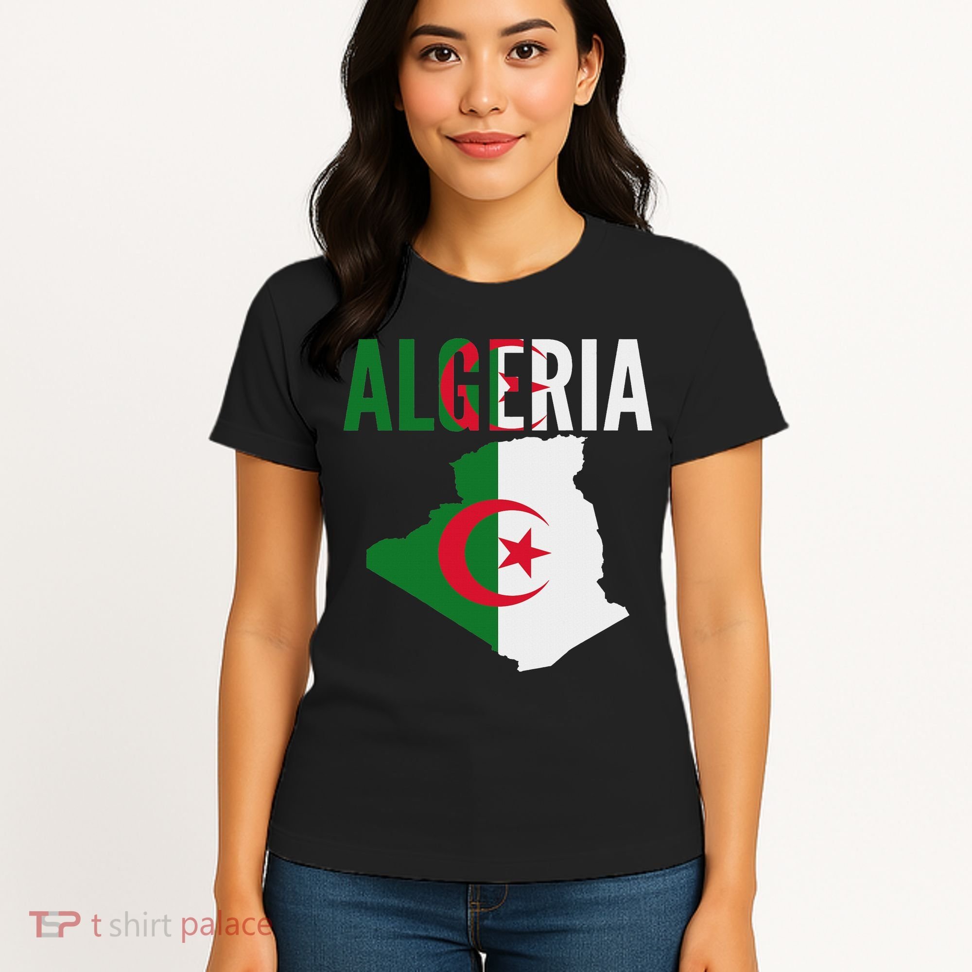 Algerian Algeria Country Map Flag Women's T-Shirt