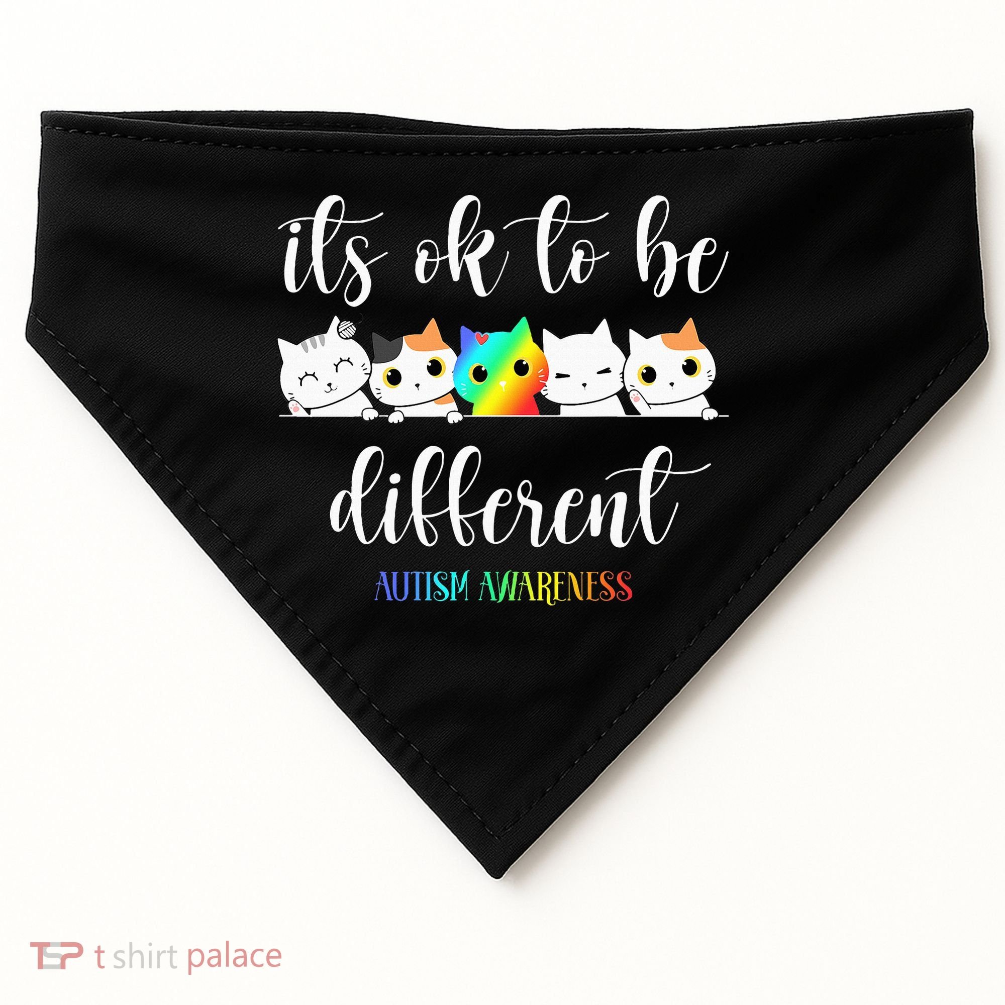 Autism Awareness Cat Its Ok To Be Different Autistic USA-Made Doggie Bandana