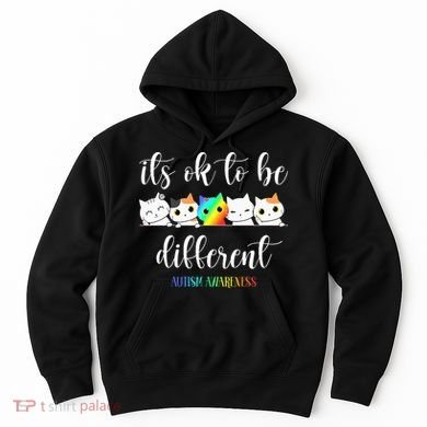 Autism Awareness Cat Its Ok To Be Different Autistic Hoodie