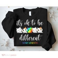 Autism Awareness Cat Its Ok To Be Different Autistic Sweatshirt thumb 2