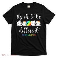 Autism Awareness Cat Its Ok To Be Different Autistic T-Shirt thumb 0