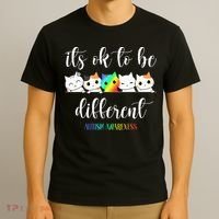 Autism Awareness Cat Its Ok To Be Different Autistic T-Shirt thumb 3