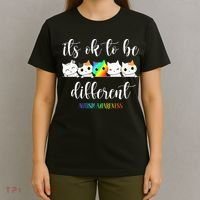 Autism Awareness Cat Its Ok To Be Different Autistic T-Shirt thumb 4