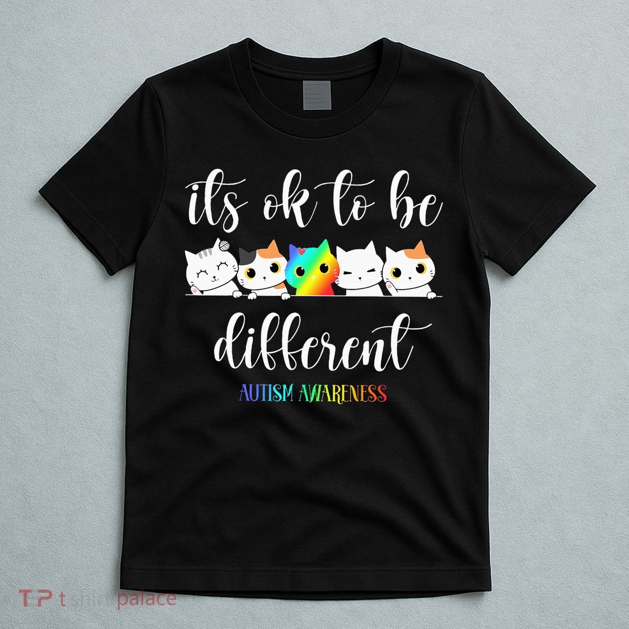 Autism Awareness Cat Its Ok To Be Different Autistic T-Shirt