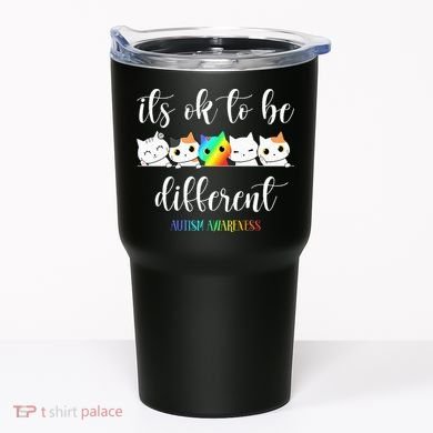 Autism Awareness Cat Its Ok To Be Different Autistic Tumbler