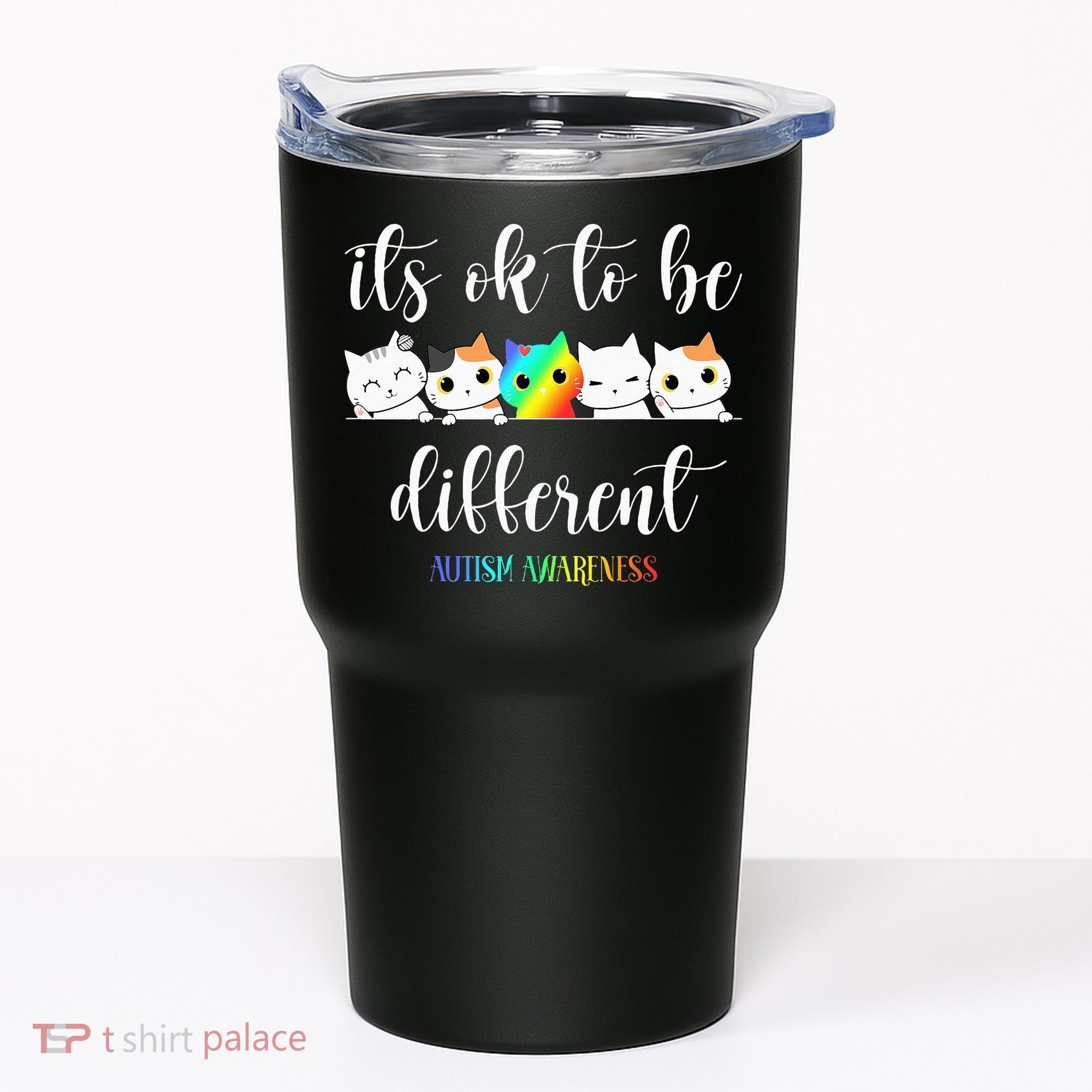 Autism Awareness Cat Its Ok To Be Different Autistic Tumbler