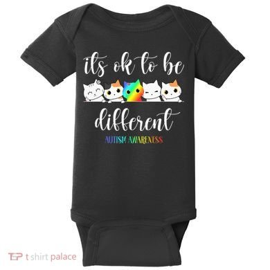 Autism Awareness Cat Its Ok To Be Different Autistic Baby Bodysuit