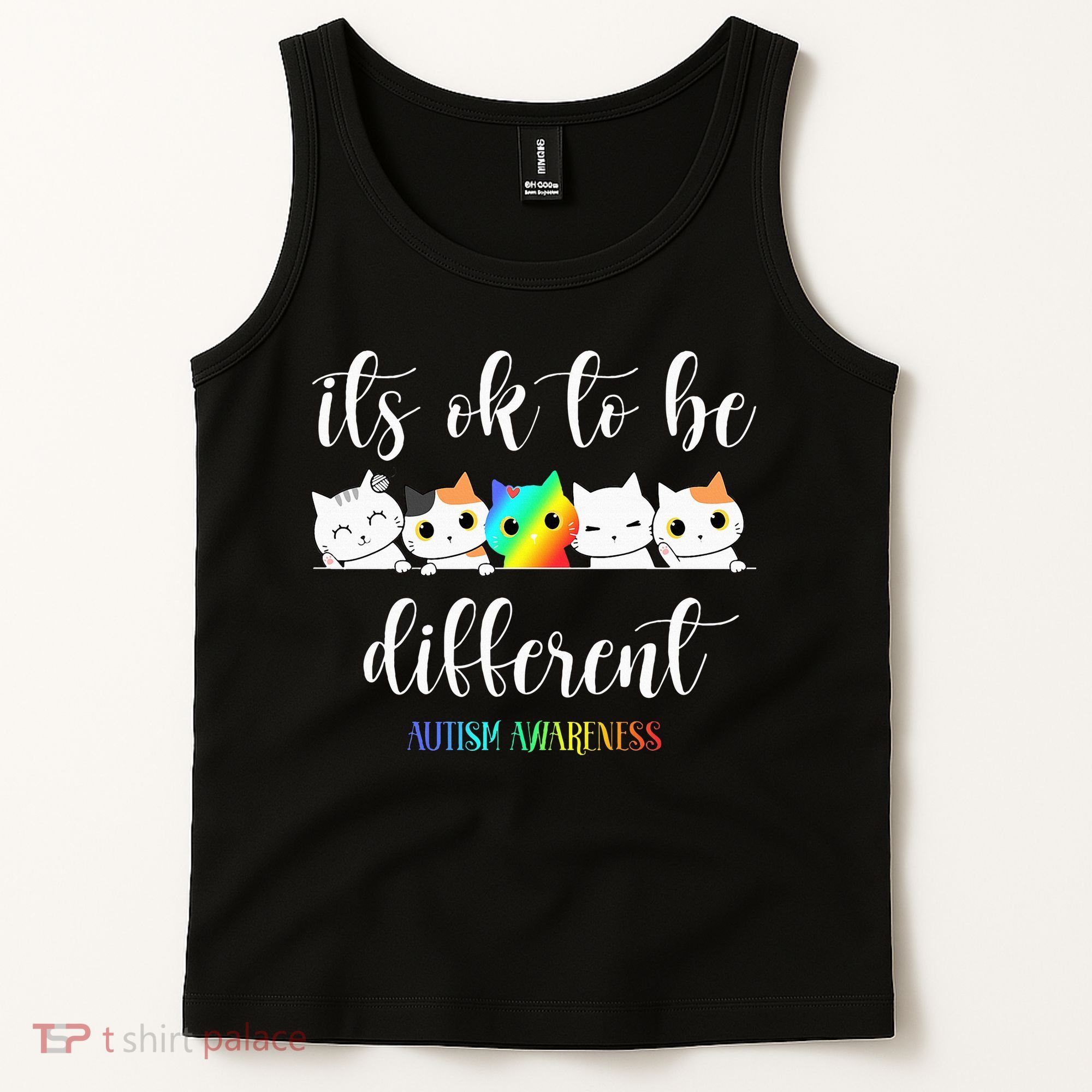 Autism Awareness Cat Its Ok To Be Different Autistic Tank Top