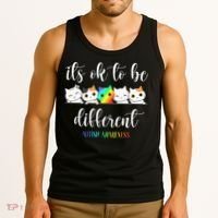 Autism Awareness Cat Its Ok To Be Different Autistic Tank Top thumb 3
