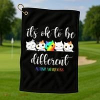 Autism Awareness Cat Its Ok To Be Different Autistic Golf Towel thumb 1