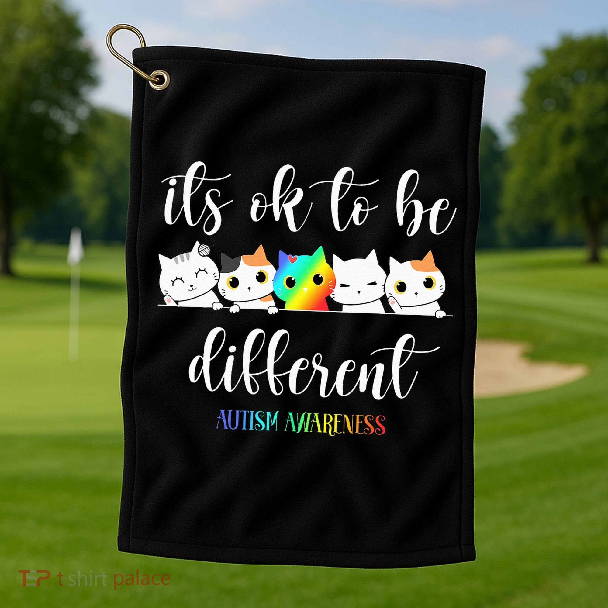 Autism Awareness Cat Its Ok To Be Different Autistic Golf Towel