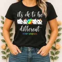 Autism Awareness Cat Its Ok To Be Different Autistic Women's T-Shirt thumb 2