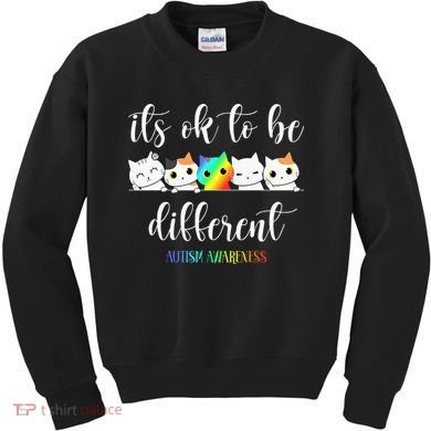 Autism Awareness Cat Its Ok To Be Different Autistic Kids Sweatshirt