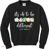 Autism Awareness Cat Its Ok To Be Different Autistic Kids Sweatshirt thumb 0