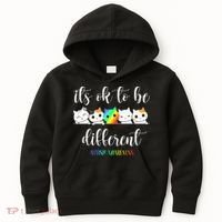 Autism Awareness Cat Its Ok To Be Different Autistic Kids Hoodie thumb 0