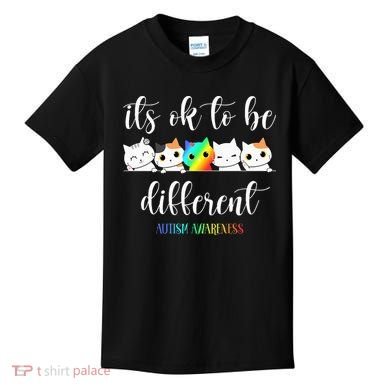 Autism Awareness Cat Its Ok To Be Different Autistic Kids T-Shirt
