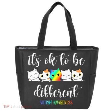 Autism Awareness Cat Its Ok To Be Different Autistic Tote Bag