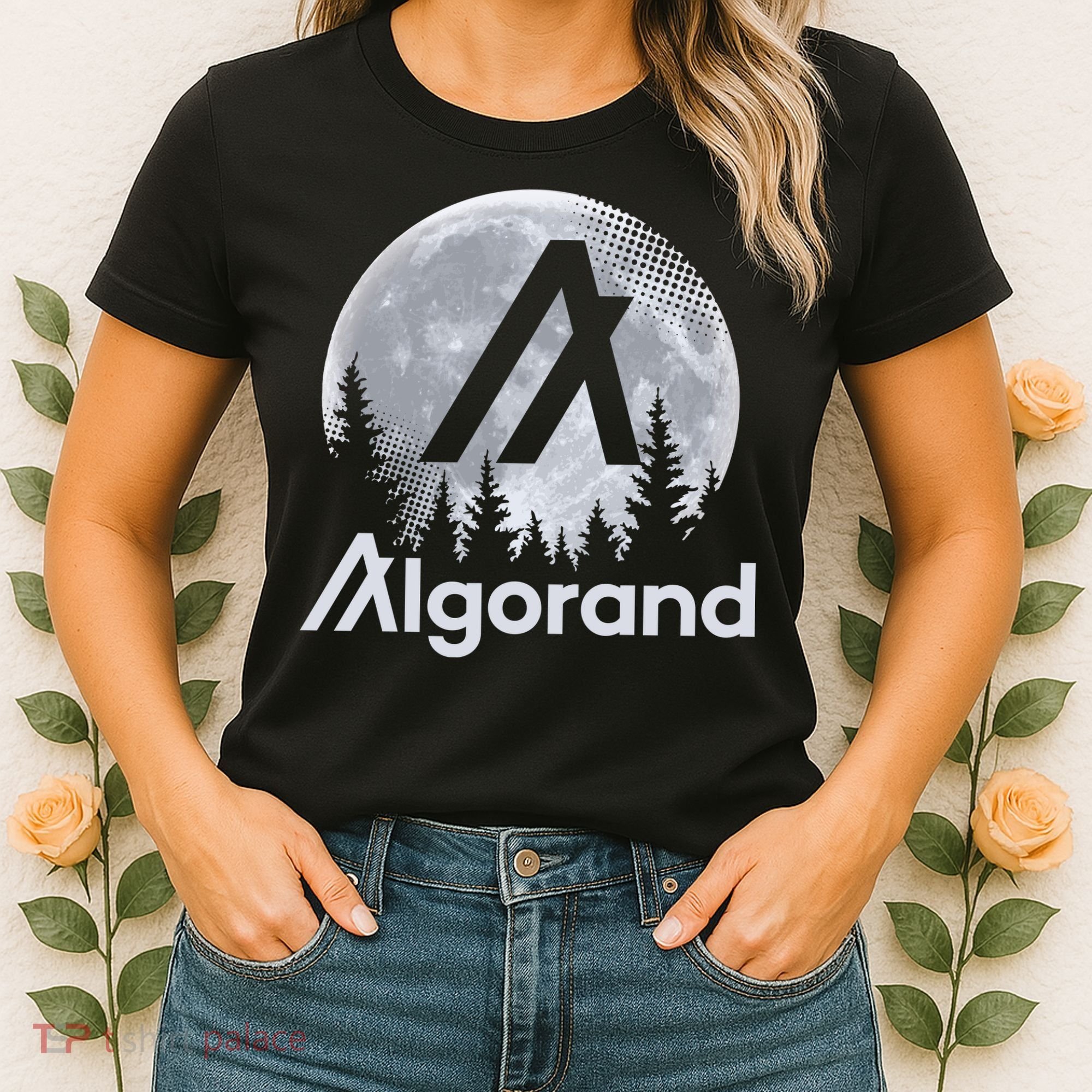 Algorand ALGO Coin Cryptocurrency Wilderness Full Moon Women's T-Shirt