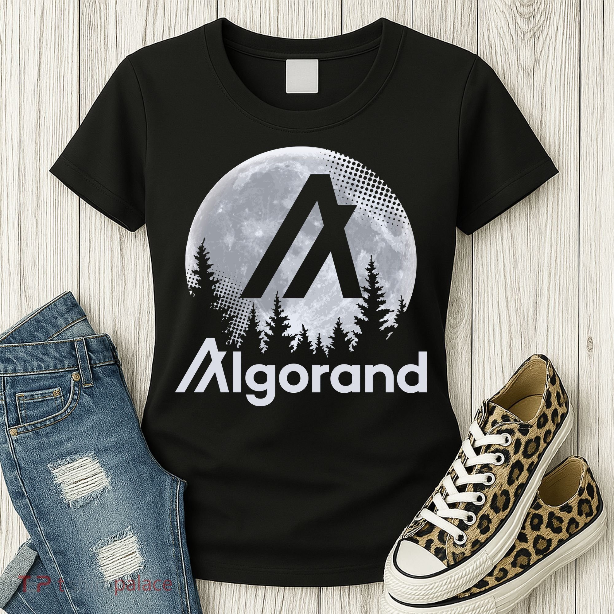 Algorand ALGO Coin Cryptocurrency Wilderness Full Moon Women's T-Shirt