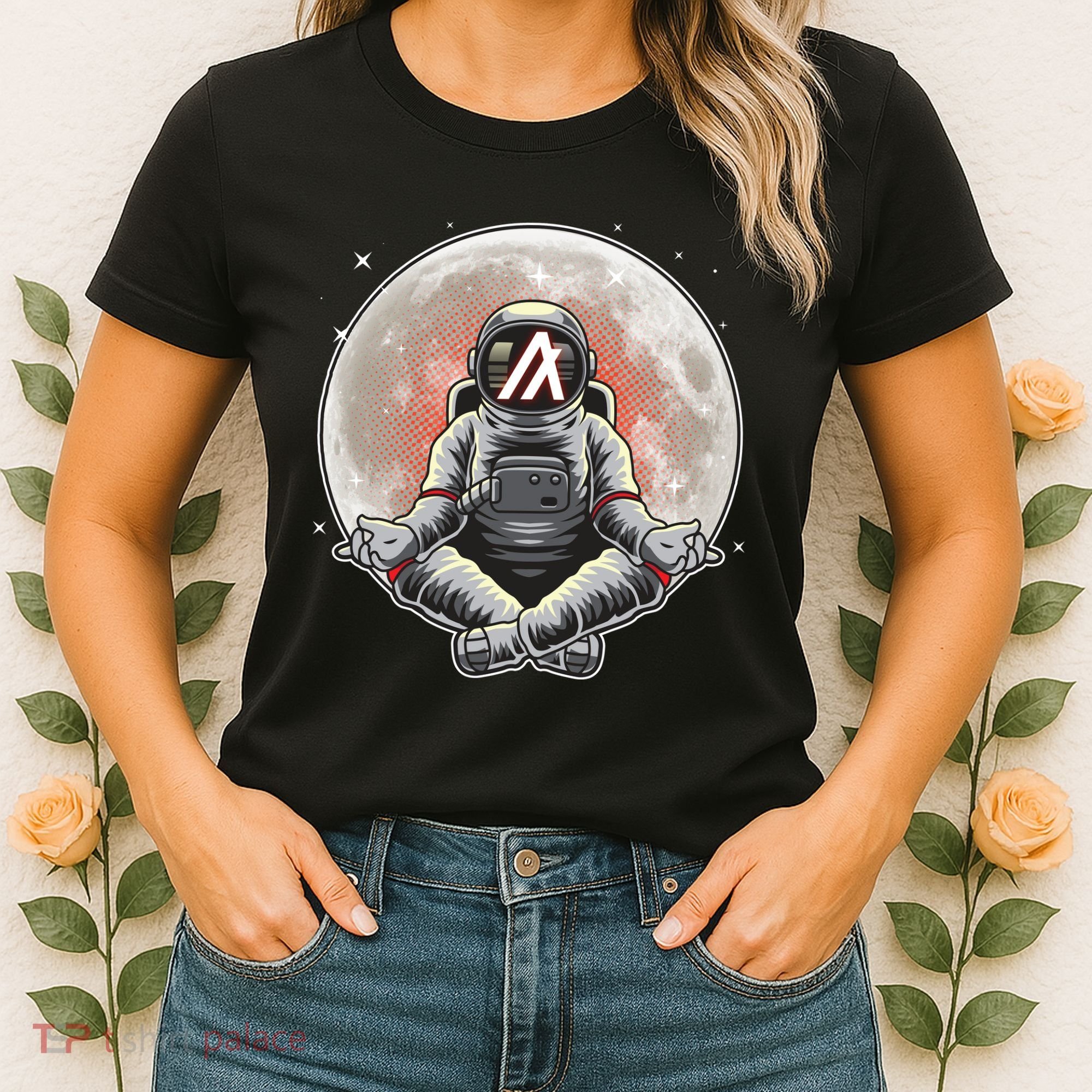 Algorand ALGO Coin Cryptocurrency Yogo Astronaut Women's T-Shirt