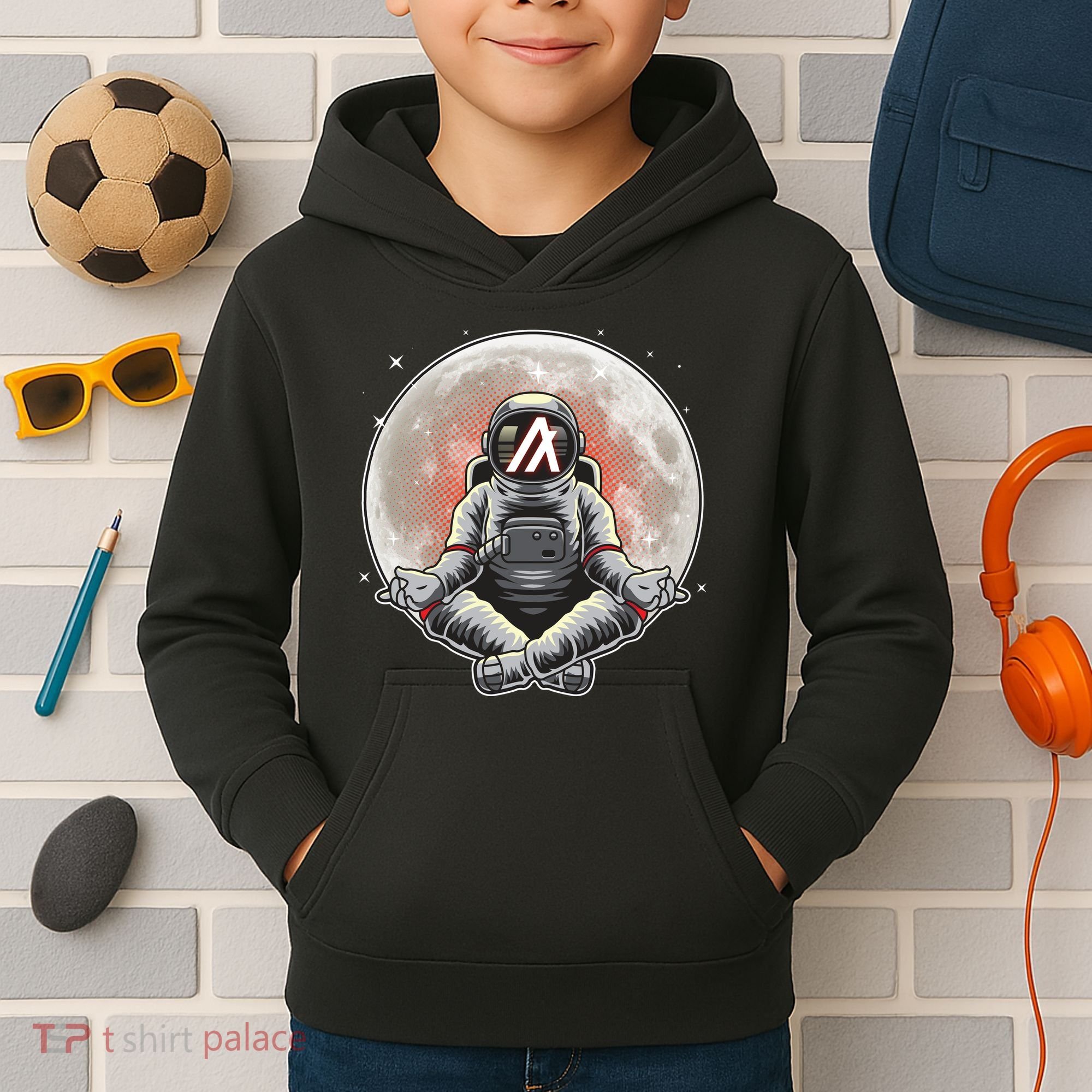 Algorand ALGO Coin Cryptocurrency Yogo Astronaut Kids Hoodie