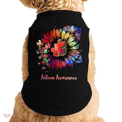 Autism Awareness Colorful Sunflower Doggie Tank