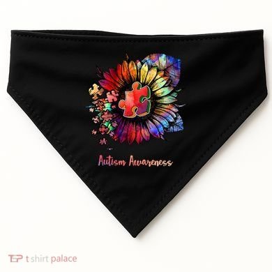 Autism Awareness Colorful Sunflower USA-Made Doggie Bandana