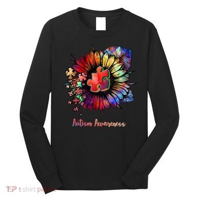 Autism Awareness Colorful Sunflower Long Sleeve Shirt