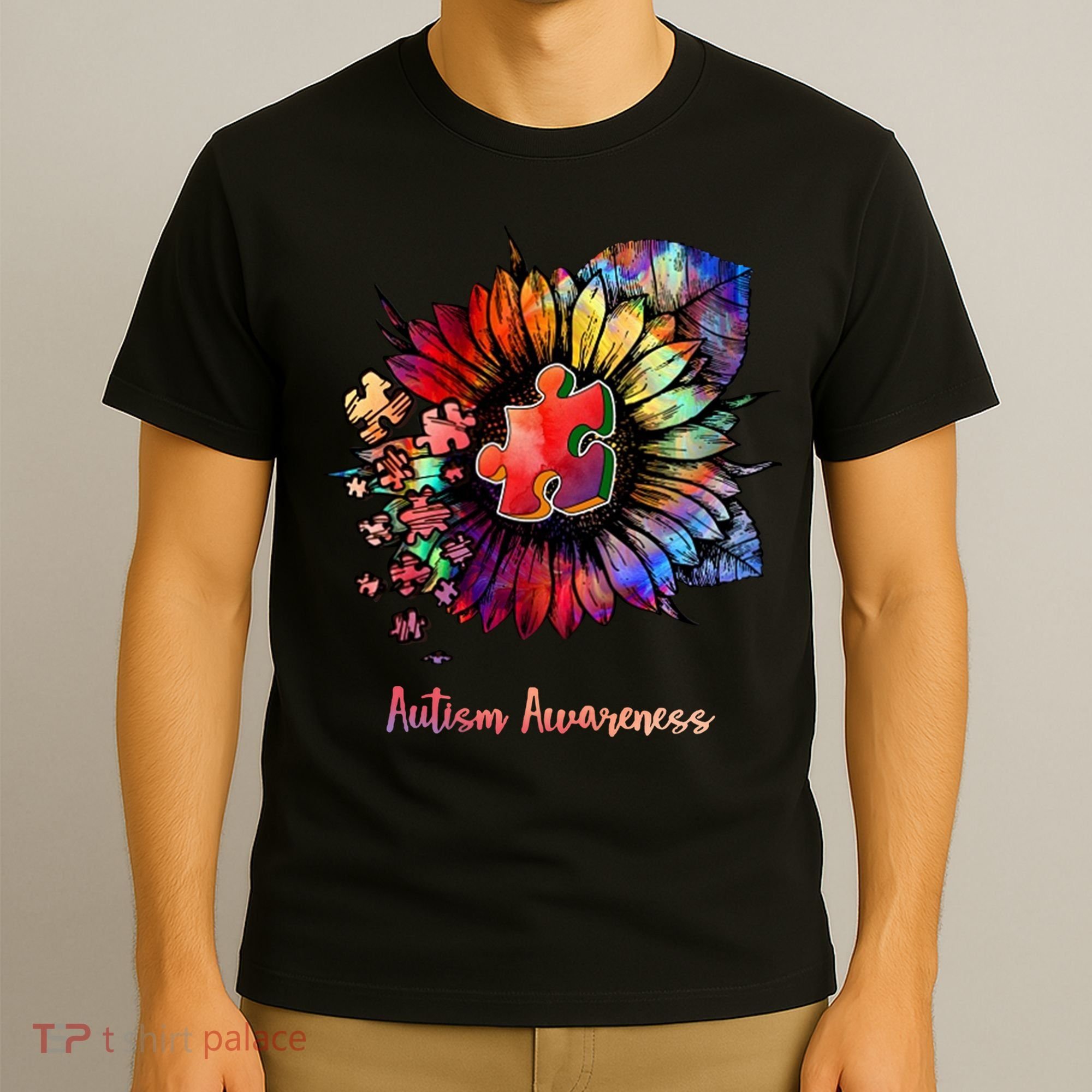 Autism Awareness Colorful Sunflower T-Shirt