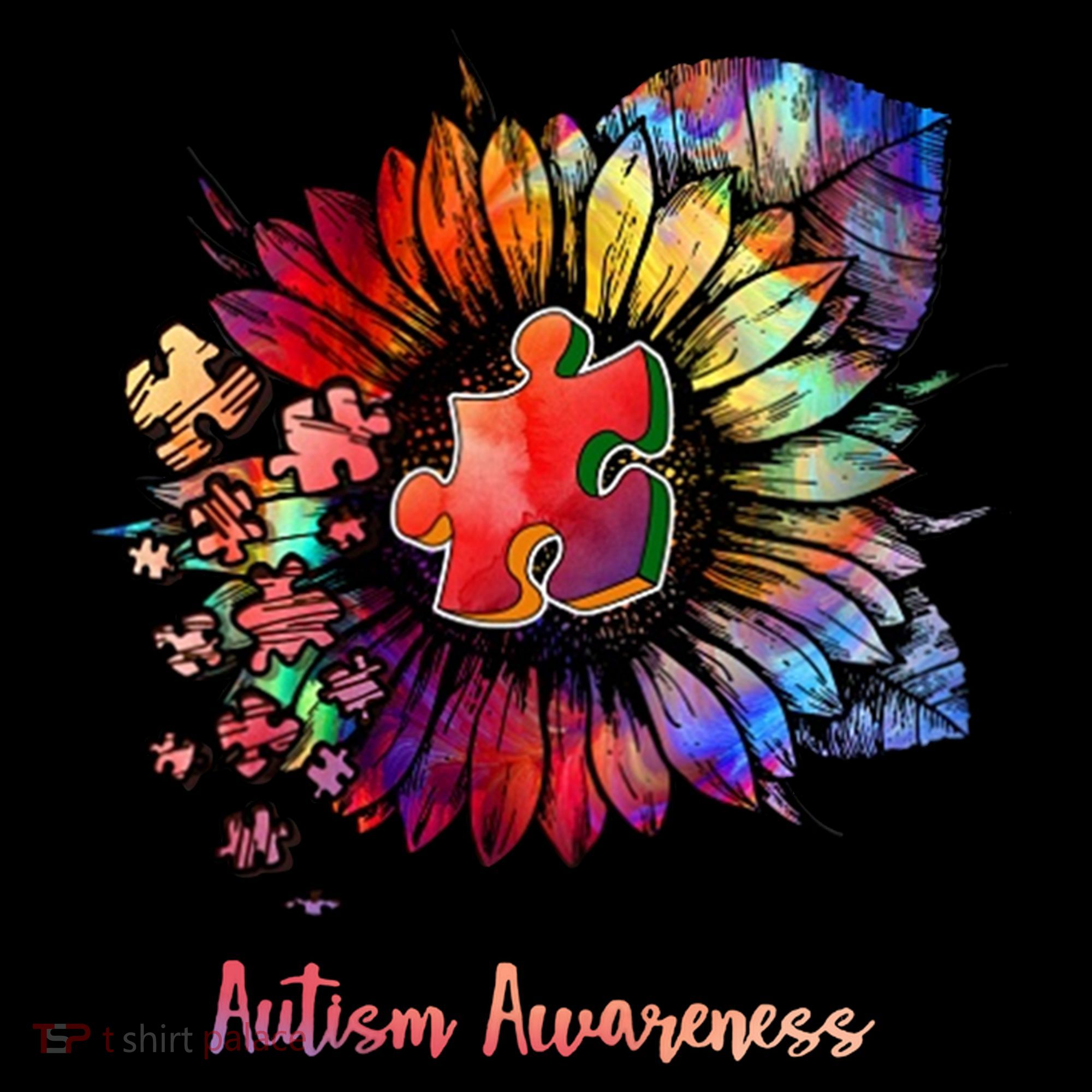 Autism Awareness Colorful Sunflower T-Shirt