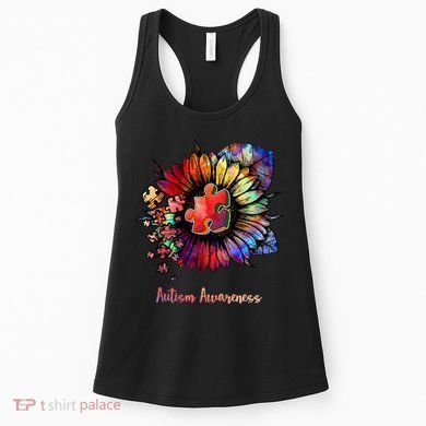 Autism Awareness Colorful Sunflower Women's Tank Top