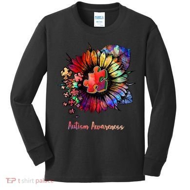 Autism Awareness Colorful Sunflower Kids Long Sleeve Shirt
