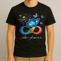 Autism Awareness Colorful Butterfly T-Shirt thumb 3