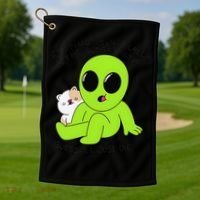 Alien And Cat Existing Isnt Really In The Budget Atm Guess Golf Towel thumb 1