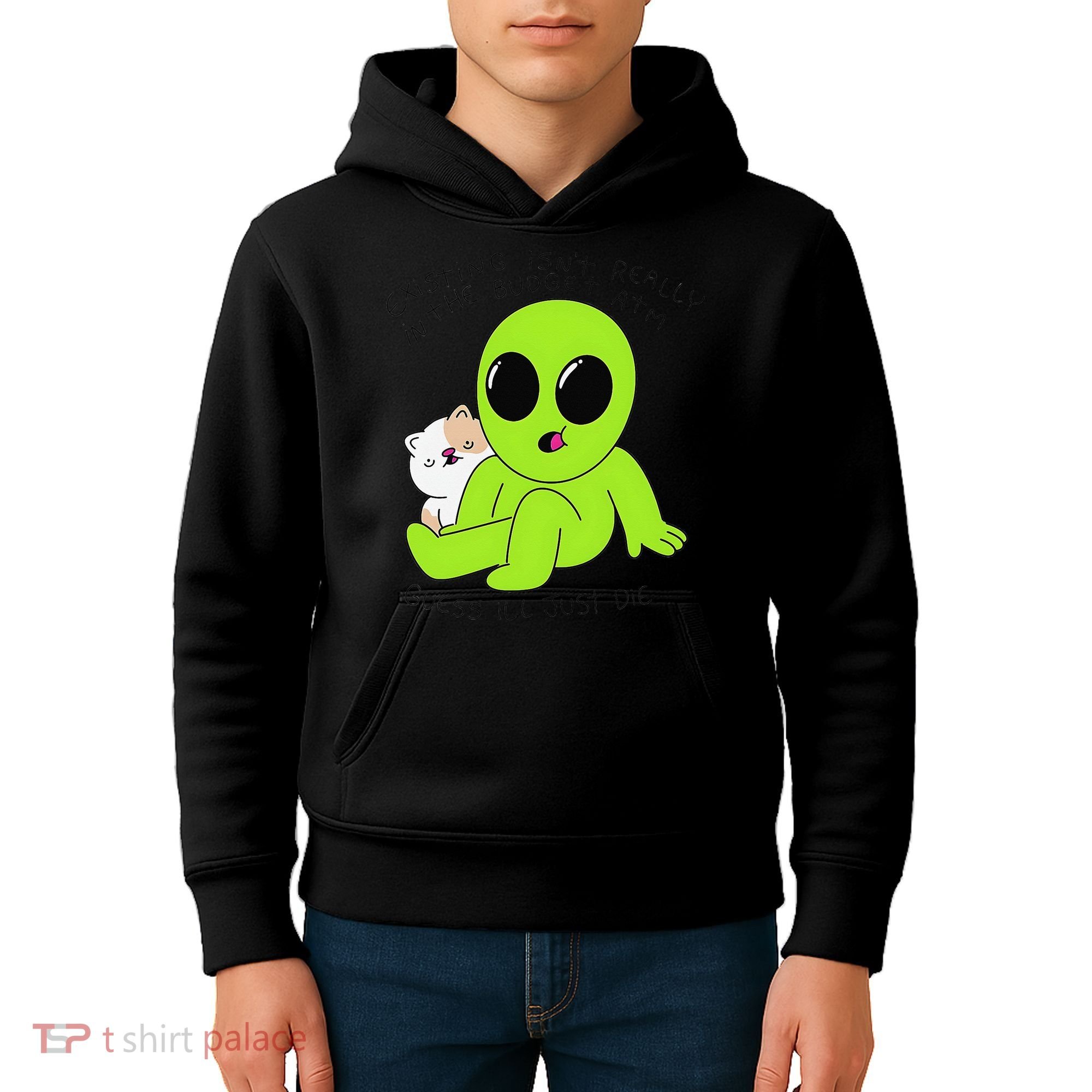 Alien And Cat Existing Isnt Really In The Budget Atm Guess Kids Hoodie
