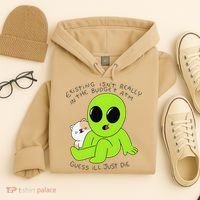 Alien And Cat Existing Isnt Really In The Budget Atm Guess Hoodie thumb 4