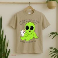 Alien And Cat Existing Isnt Really In The Budget Atm Guess T-Shirt thumb 2
