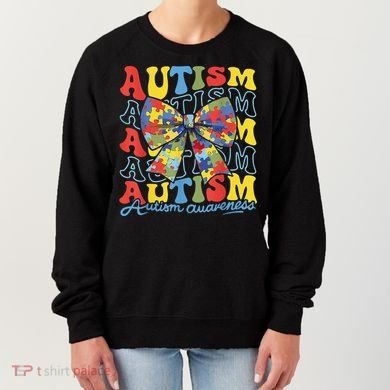 Autism Awareness Coquette Bow Autism Awareness Day Puzzle Women's Sweatshirt