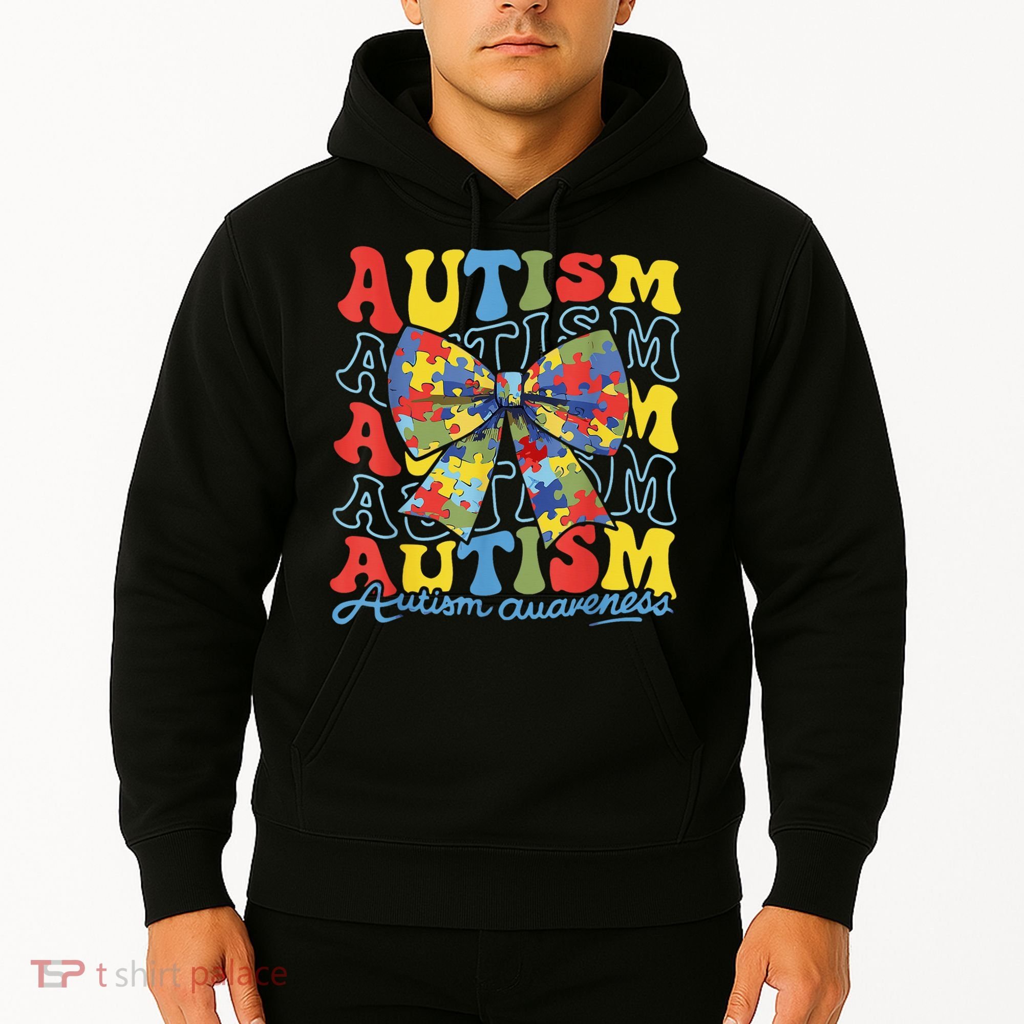 Autism Awareness Coquette Bow Autism Awareness Day Puzzle Hoodie