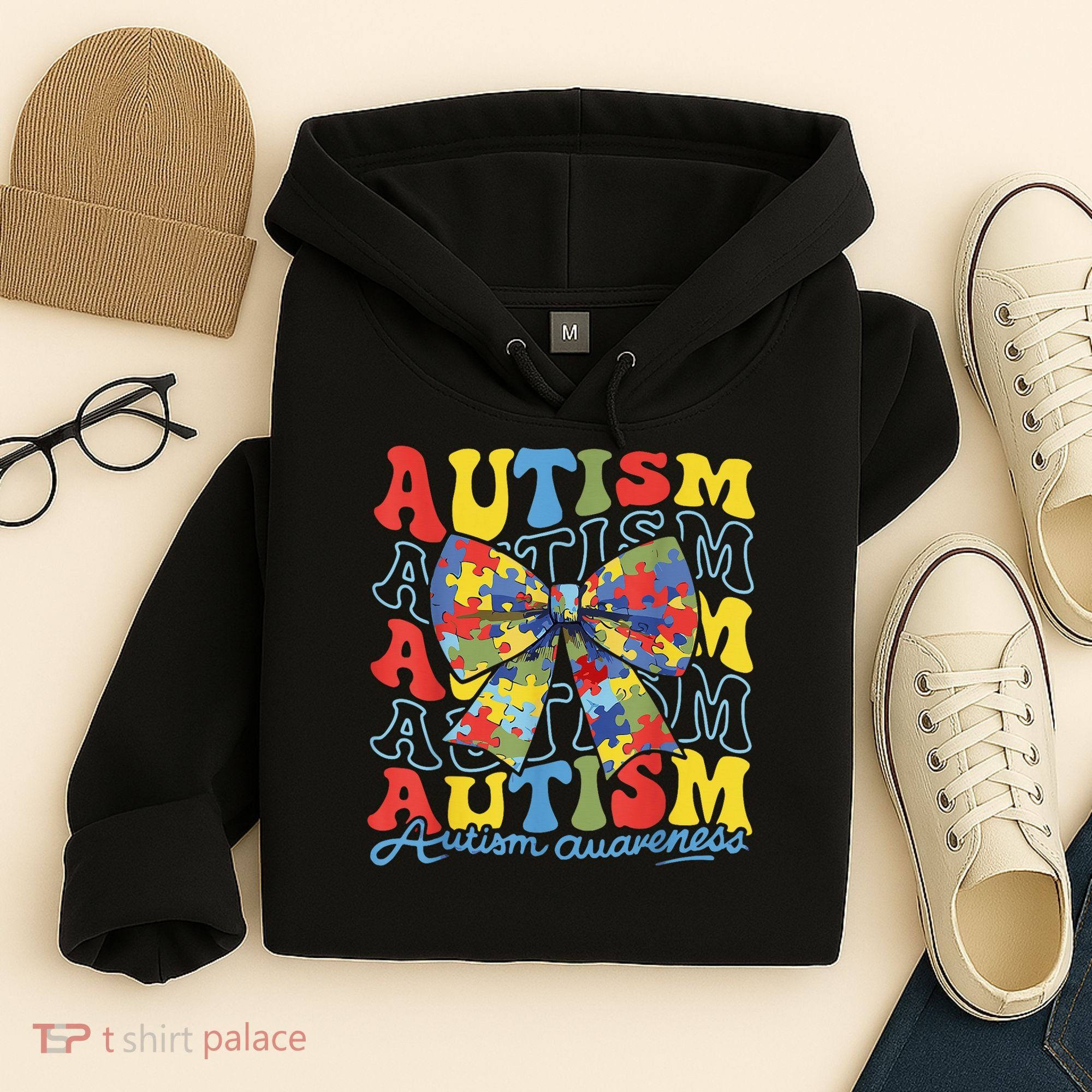 Autism Awareness Coquette Bow Autism Awareness Day Puzzle Hoodie