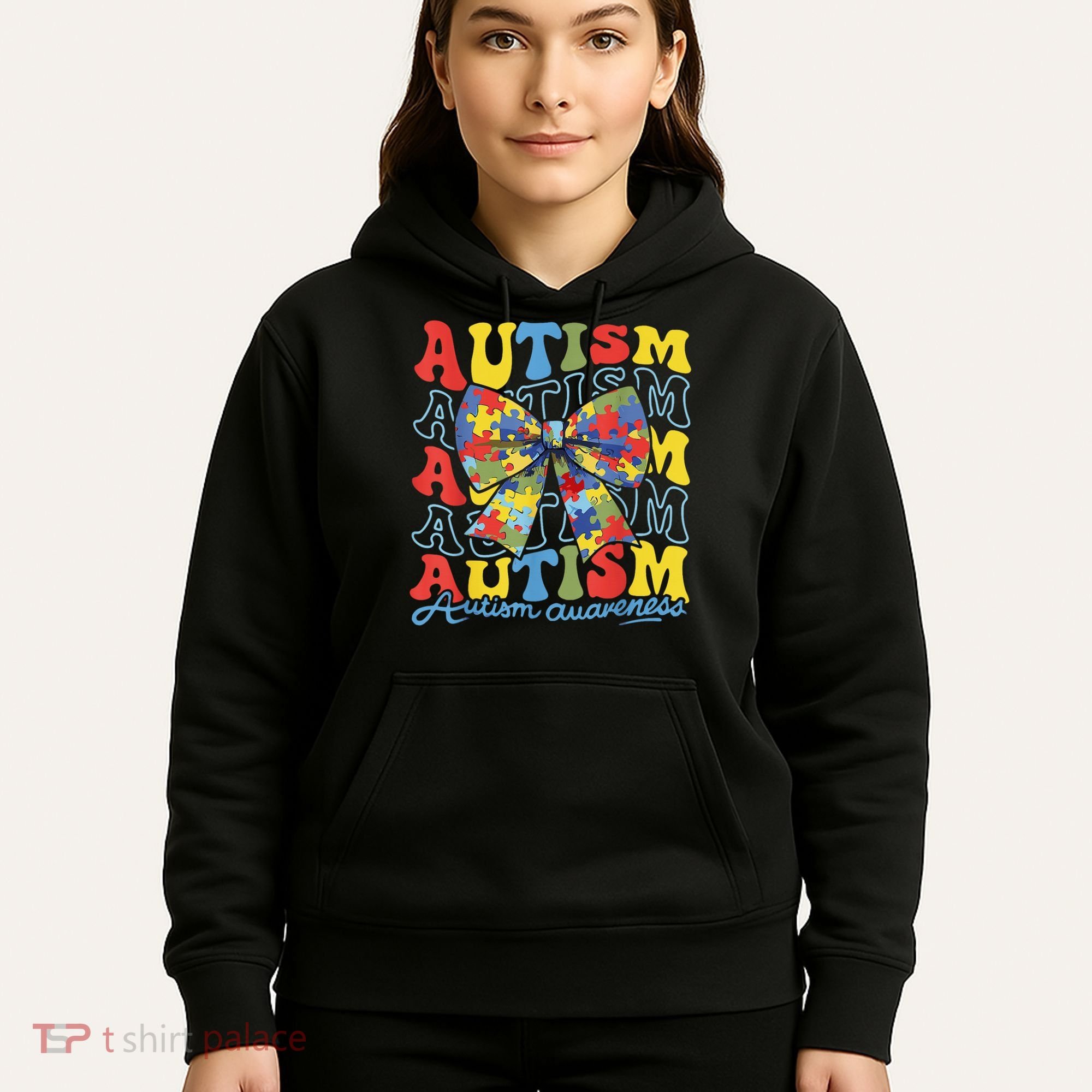Autism Awareness Coquette Bow Autism Awareness Day Puzzle Hoodie