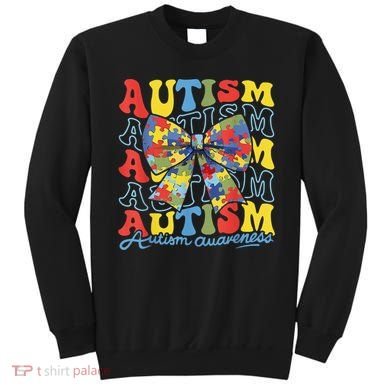 Autism Awareness Coquette Bow Autism Awareness Day Puzzle Sweatshirt