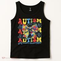 Autism Awareness Coquette Bow Autism Awareness Day Puzzle Tank Top thumb 2