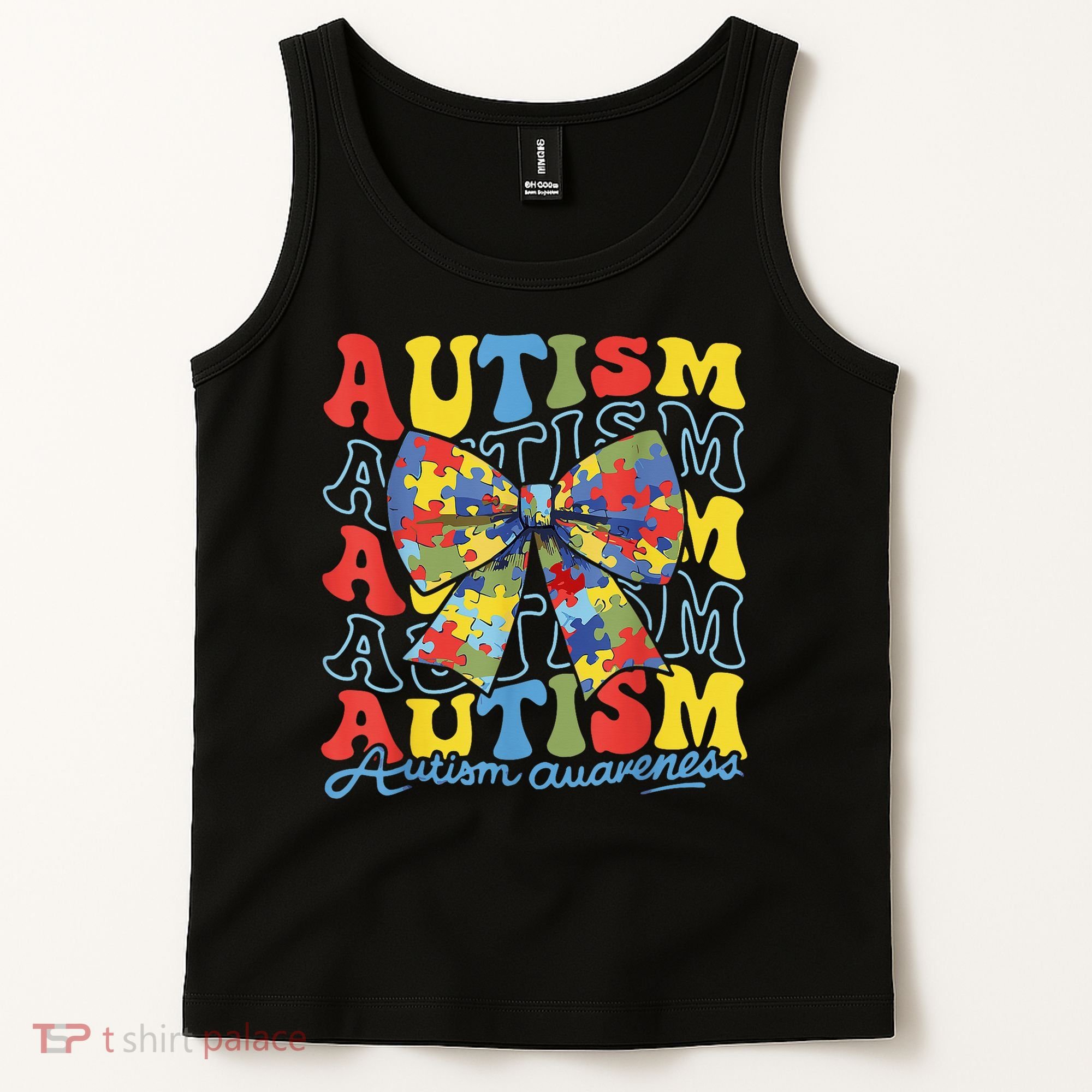 Autism Awareness Coquette Bow Autism Awareness Day Puzzle Tank Top