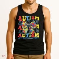 Autism Awareness Coquette Bow Autism Awareness Day Puzzle Tank Top thumb 3