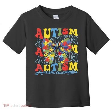 Autism Awareness Coquette Bow Autism Awareness Day Puzzle Toddler T-Shirt