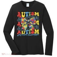 Autism Awareness Coquette Bow Autism Awareness Day Puzzle Women's Long Sleeve Shirt thumb 0