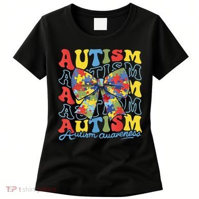 Autism Awareness Coquette Bow Autism Awareness Day Puzzle Women's T-Shirt