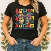 Autism Awareness Coquette Bow Autism Awareness Day Puzzle Women's T-Shirt thumb 2