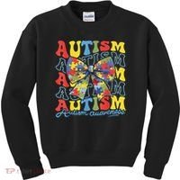 Autism Awareness Coquette Bow Autism Awareness Day Puzzle Kids Sweatshirt thumb 0